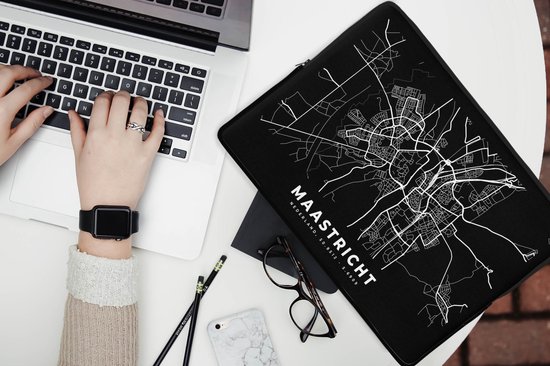 Housse pour ordinateur portable 13 pouces - Carte - Maastricht - Zwart - Housse pour ordinateur portable