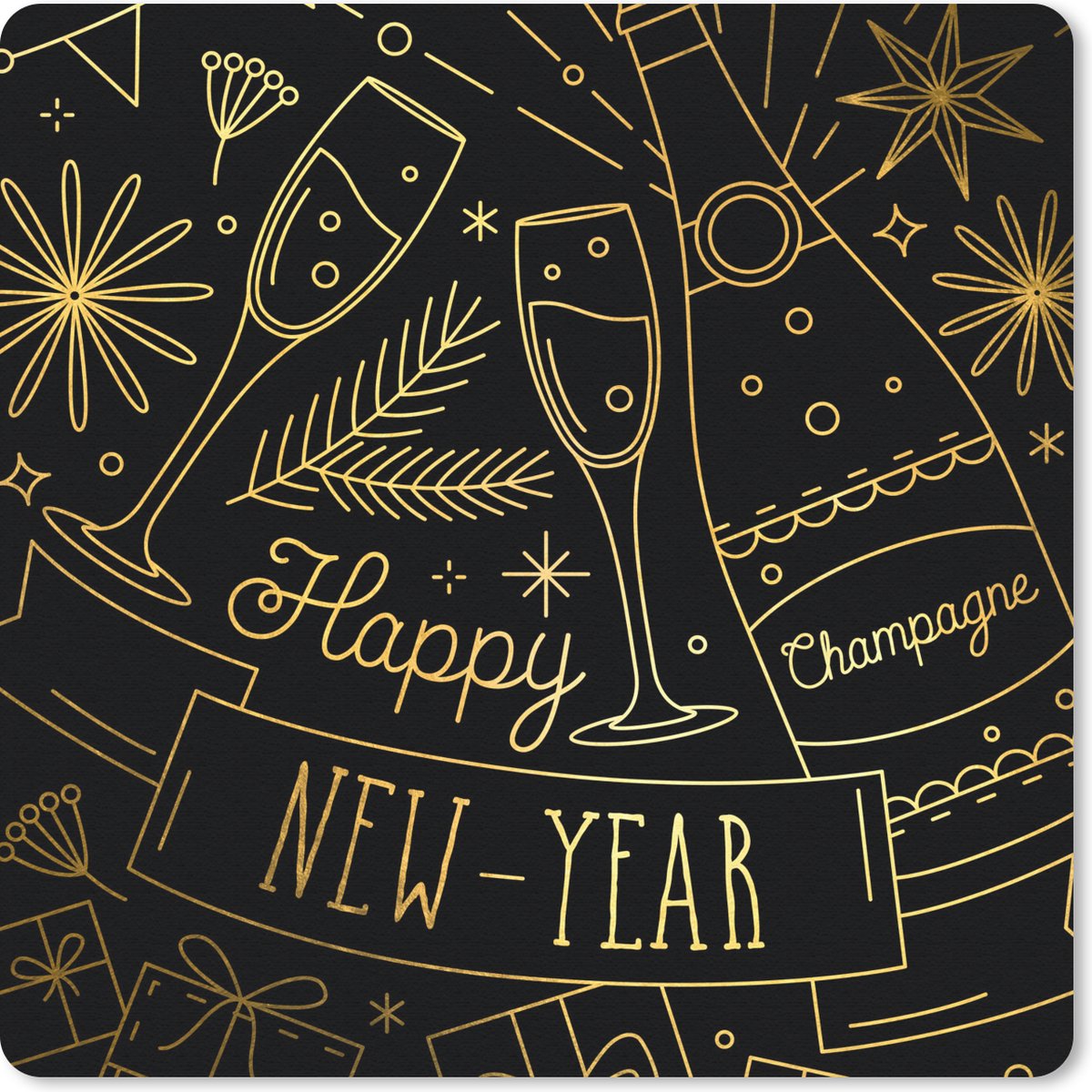 Muismat 20x20 cm - Mousepad Feest - Nieuwjaar - Design - Muismatten