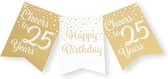 Paperdreams Vlaggenlijn 25 jaar - verjaardag slinger - karton - wit/goud - 600 cm