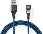 Nedis USB-Kabel | USB 2.0 | Apple Lightning 8-Pins | USB-A Male | 480 Mbps | Vernikkeld | 1.00 m | Rond | Gebreid / Nylon | Blauw / Zwart | Cover Window Box