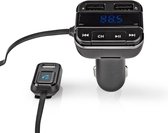 Nedis FM-Audiotransmitter voor Auto - Gefixeerd - Handsfree bellen - 0.8 " - LED-Scherm - Bluetooth® - 5.0 V DC / 1.0 A / 5.0 V DC / 2.4 A - Google Assistant / Siri - Grijs / Zwart