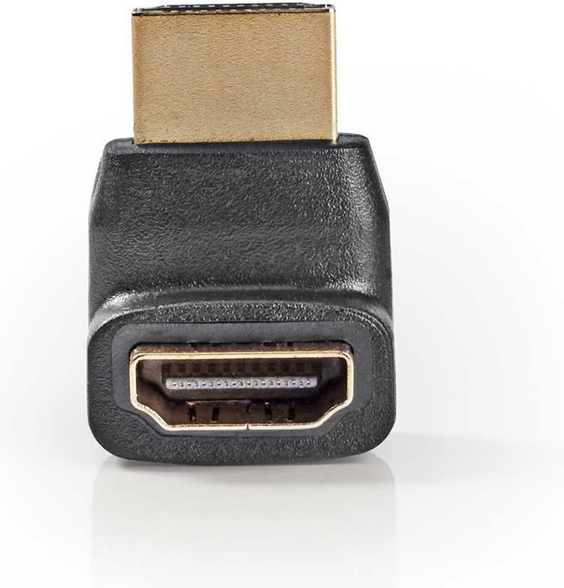 HDMI-Adapter - HDMI Connector - HDMI Female - Verguld - 270° Gehoekt - ABS - Zwart - 1 Stuks - Polybag