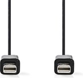 Nedis Mini DisplayPort-Kabel - DisplayPort 1.2 - Mini-DisplayPort Male - Mini-DisplayPort Male - 21.6 Gbps - Vernikkeld - 1.00 m - Rond - PVC - Zwart - Polybag