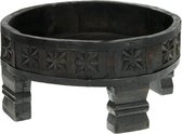 Eettafel - chakki tafel vintage hout ø30x15cm - distress black - 30x15x