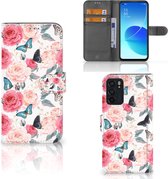 Smartphone Hoesje OPPO Reno6 5G Flipcase Cadeautjes voor Moederdag Butterfly Roses