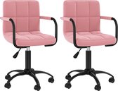 vidaXL Eetkamerstoelen draaibaar 2 st fluweel roze