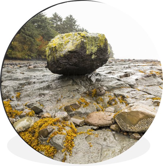 WallCircle - Wandcirkel - Muurcirkel - Rots op het strand van Haida Gwaii in Canada - Aluminium - Dibond - ⌀ 60 cm - Binnen en Buiten