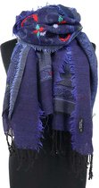 Chique kasjmier sjaal indigo blauw - ca. 180 x 70 cm - 100% wol - Wollen omslagdoek