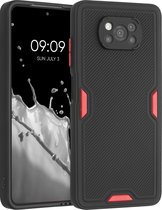 kwmobile hoesje compatibel met Xiaomi Poco X3 NFC / Poco X3 Pro - Hoes met reliëf voor extra grip in rood / zwart - Robuust ontwerp design