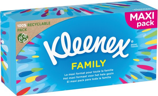 Kleenex Family Maxi mouchoirs en papier - 128 mouchoirs x 10 boites