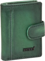Burned Leather Creditcard Holder Coinpocket + Box Dark Green