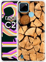 Realme C21Y Hoesje Houtblokken - Designed by Cazy