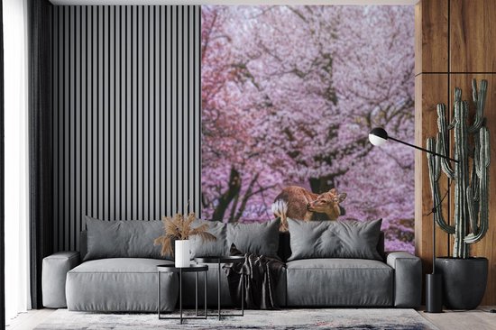 Papier peint - Papier peint photo Cerf - Fleur - Nature - Largeur 165 cm x hauteur 220 cm