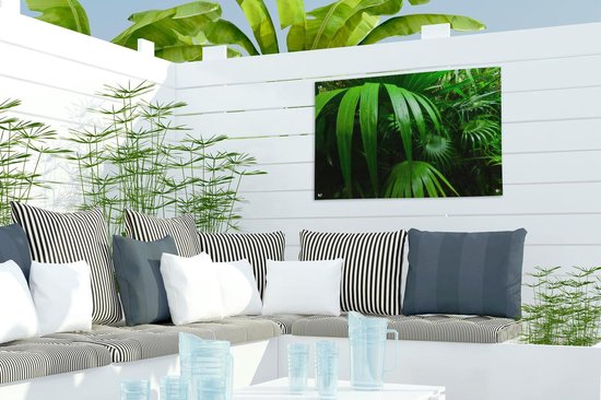 Affiche de jardin Feuilles de palmier dans la jungle 60x40 cm - petit - Toile de jardin / Toile d'extérieur / Peintures d'extérieur (décoration de jardin)