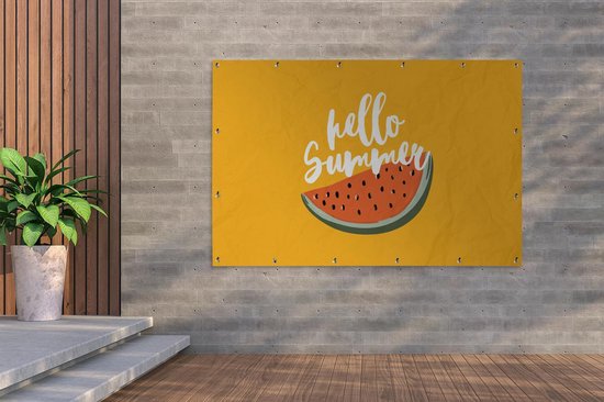 Décoration murale Summer - Pastèque - Oranje - 180x120 cm - Poster jardin - Toile jardin - Poster extérieur