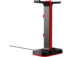 Celly CyberStation Headset houder - Koptelefoon standaard met USB poorten - RGB instelbaar - Zwart