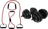 Tunturi - Fitness Set - Tunturi Vinyl Dumbbellset 28kg - Tubing Set Rood