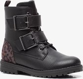 Blue Box meisjes biker boots met luipaardprint - Zwart - Maat 35