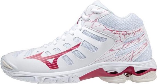Mizuno Wave Voltage Mid Femmes - Chaussures de sport - blanc/rouge - Taille 44.5