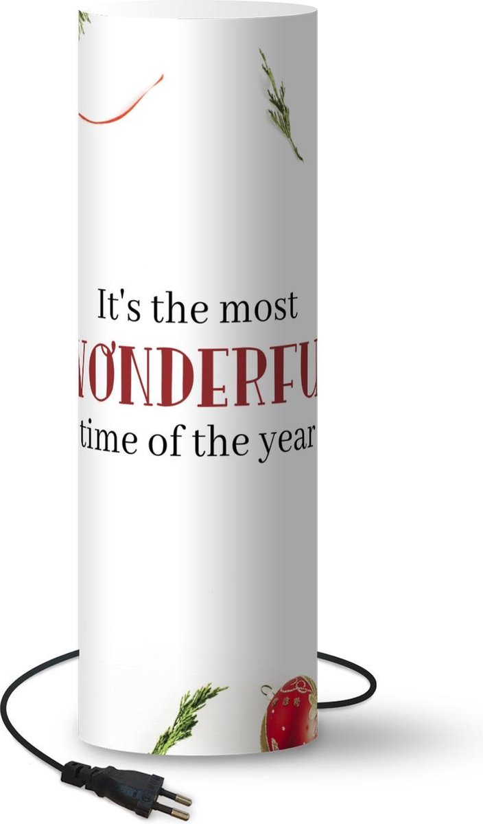 Lamp - Nachtlampje - Tafellamp slaapkamer - Kerst - Winter - Quote - 50 cm hoog - Ø15.9 cm - Inclusief LED lamp