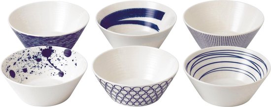 Royal Doulton Pacific - Schaaltjes - Ontbijtkom - Porselein - Wit / Blauw - ⌀ 16 cm - 6 Stuks
