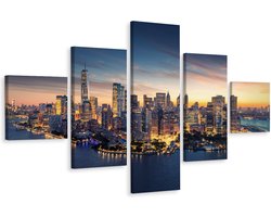 Schilderij - Panorama New York City, NYC, 5 luik, Premium print