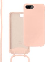 xoxo Wildhearts silicone case met koord - Telefoonhoesje met koord - Backcover hoesje met telefoonkoord - Lovely Pink Cord Case - geschikt voor Apple iPhone 7/8 Plus - roze