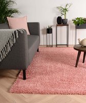 Hoogpolig vloerkleed shaggy Trend effen - roze 80x150 cm