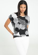 Cassis - Female - T-shirt met geometrische cirkels  - Zwart