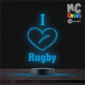 Led Lamp Met Gravering - RGB 7 Kleuren - I Love Rugby