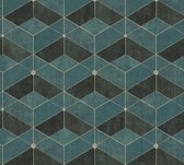 AS Creation Titanium 3 - Papier peint géométrique - Graphique - noir pétrole or - 1005 x 53 cm