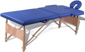 Inklapbare massagetafel 2 zones met houten frame (blauw)