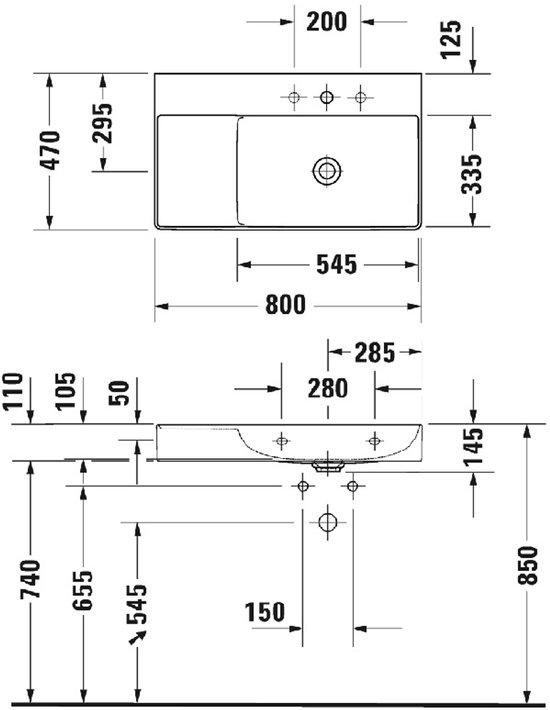 Wiesbaden Wastafel 80x36 cm Een Kraangat Wit - TSM