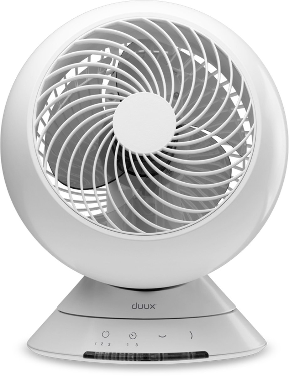 Duux Globe Tafelventilator Wit - Stille Ventilator 13dB - 3 snelheden - Horziontaal + Verticaal draaien - Duux