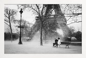 JUNIQE - Poster met houten lijst Paris -13x18 /Blauw & Grijs