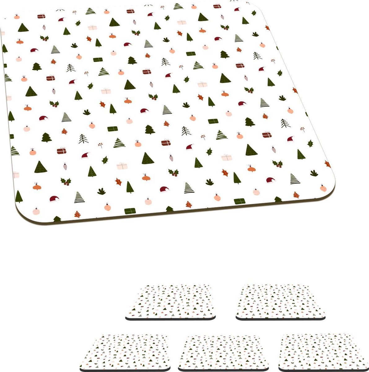 Onderzetters voor glazen - Winter - Patronen - Wit - 10x10 cm - Glasonderzetters - 6 stuks
