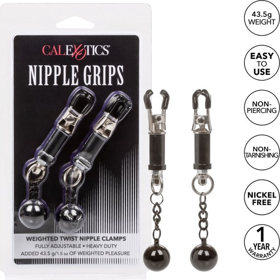 CalExotics Weighted Twist Nipple Clamps Bondage SM Nipple Clamps Zilver Bol Com