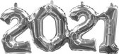 feestballon 2021 folie 53 x 22 cm zilver