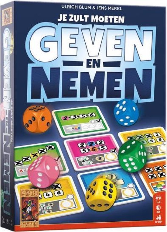 Afbeelding van het spel dobbelspel Geven en Nemen 18 x 13 cm karton blauw