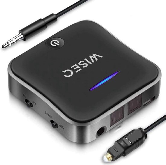Wiseq bluetooth transmitter & receiver | 2-in-1 audio adapter | tv, pc & auto