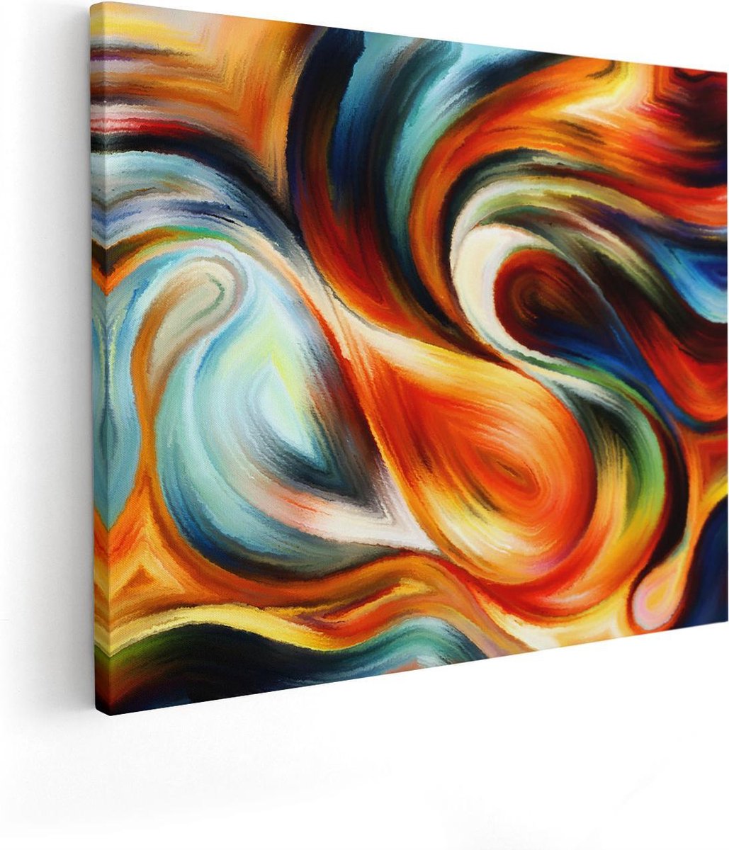 Artaza Canvas Schilderij Abstracte Kunst van Kleurrijke Verf - 100x80 cm - Groot - Wanddecoratie Woonkamer - Schilderijen - Muurdecoratie
