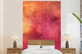 Behang - Fotobehang Waterverf - Geel - Oranje - Rood - Breedte 155 cm x hoogte 240 cm