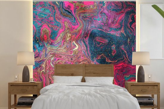 Behang - Fotobehang Marmer - Verf - Vormen - Breedte 260 cm x hoogte 260 cm