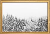 JUNIQE - Poster met houten lijst Winter In the Mountains -13x18 /Grijs