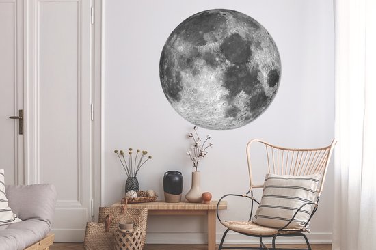 WallCircle - Cercle Mural - Cercle Mural - Espace - Lune - Nuit - Aluminium - Dibond - 120x120 cm - Intérieur et Extérieur XXL