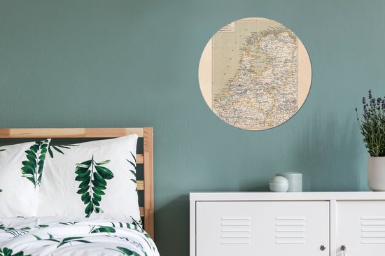 WallCircle - Wall Circle - Wall Circle - Carte - Vintage - Nederland - Aluminium - Dibond - 60x60 cm - Intérieur et Extérieur
