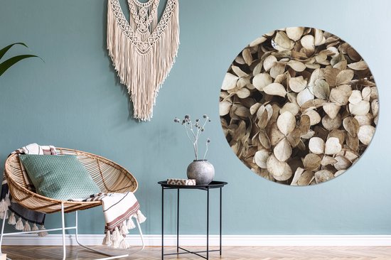 WallCircle - Cercle mural - Cercle mural d'intérieur - Fleurs - Hortensia - Marron - 140x140 cm - Décoration murale - Peintures ronds