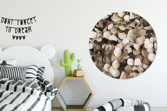 WallCircle - Cercle mural - Cercle mural d'intérieur - Fleurs - Hortensia - Marron - 140x140 cm - Décoration murale - Peintures ronds