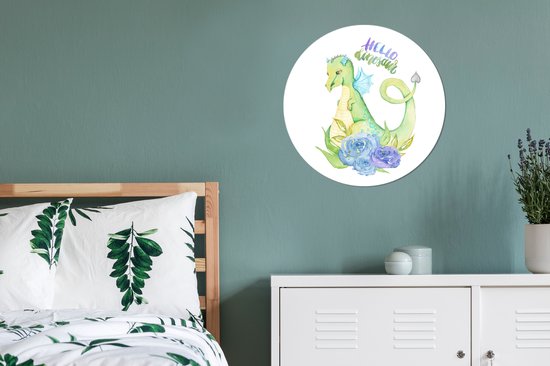 WallCircle - Stickers muraux - Cercle Papier Peint - Dinosaurus - Chambre d'Enfant - Ailes - Garçons - Filles - Enfant - 80x80 cm - Cercle Mural - Auto Adhésif - Sticker Papier Peint Rond
