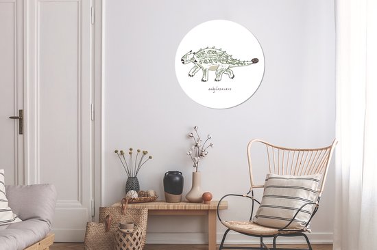 WallCircle - Stickers muraux - Cercle de Papier Peint - Chambre d'Enfant - Ankylosaurus - Dinosaurus - Garçons - Fille - Kids - 80x80 cm - Cercle Mural - Auto Adhésif - Sticker Papier Peint Rond